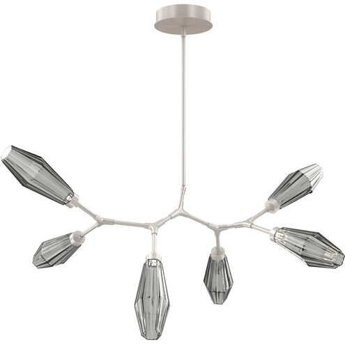 Aalto LED 43 inch Beige Silver Linear Pendant Ceiling Light in 3000K LED, Optic Rib Smoke, Metallic Beige Silver, Modern Branch