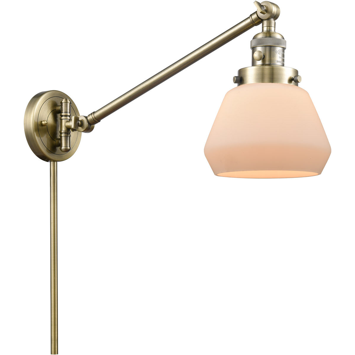 Fulton 35 inch 3.50 watt Antique Brass Swing Arm Wall Light, Franklin Restoration