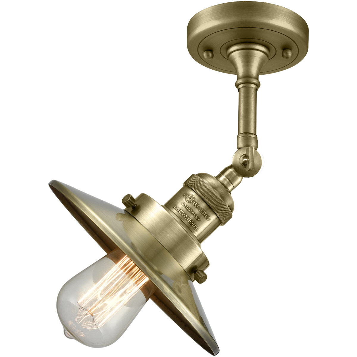 Franklin Restoration Railroad LED 8 inch Antique Brass Sconce Wall Light, Franklin Restoration