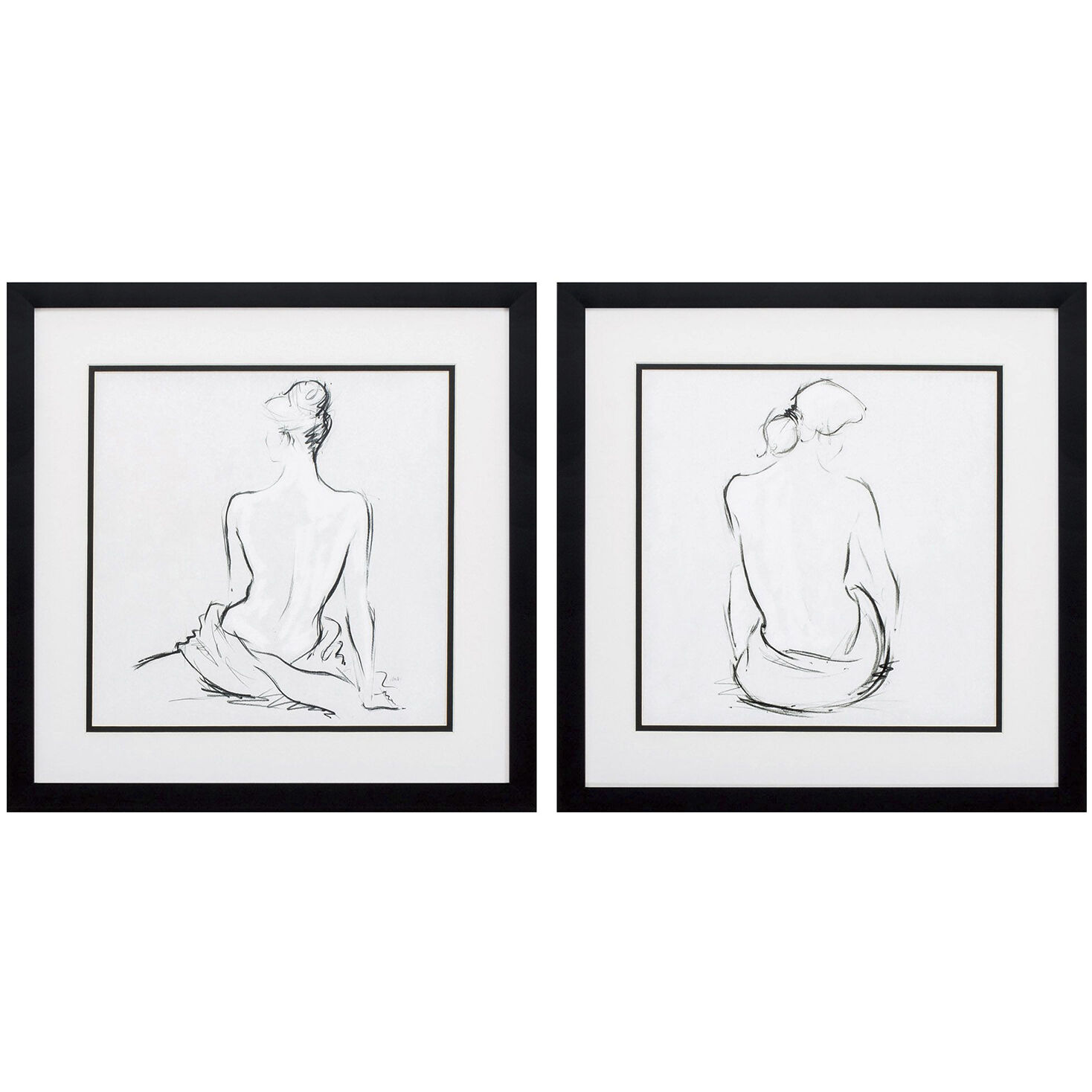 Vintage Neutral and Black and White Framed Art, Propac