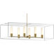Portico 6 Light 42 inch Modern Brass and Vintage Platinum Pendant Ceiling Light in Modern Brass/Vintage Platinum, Opal