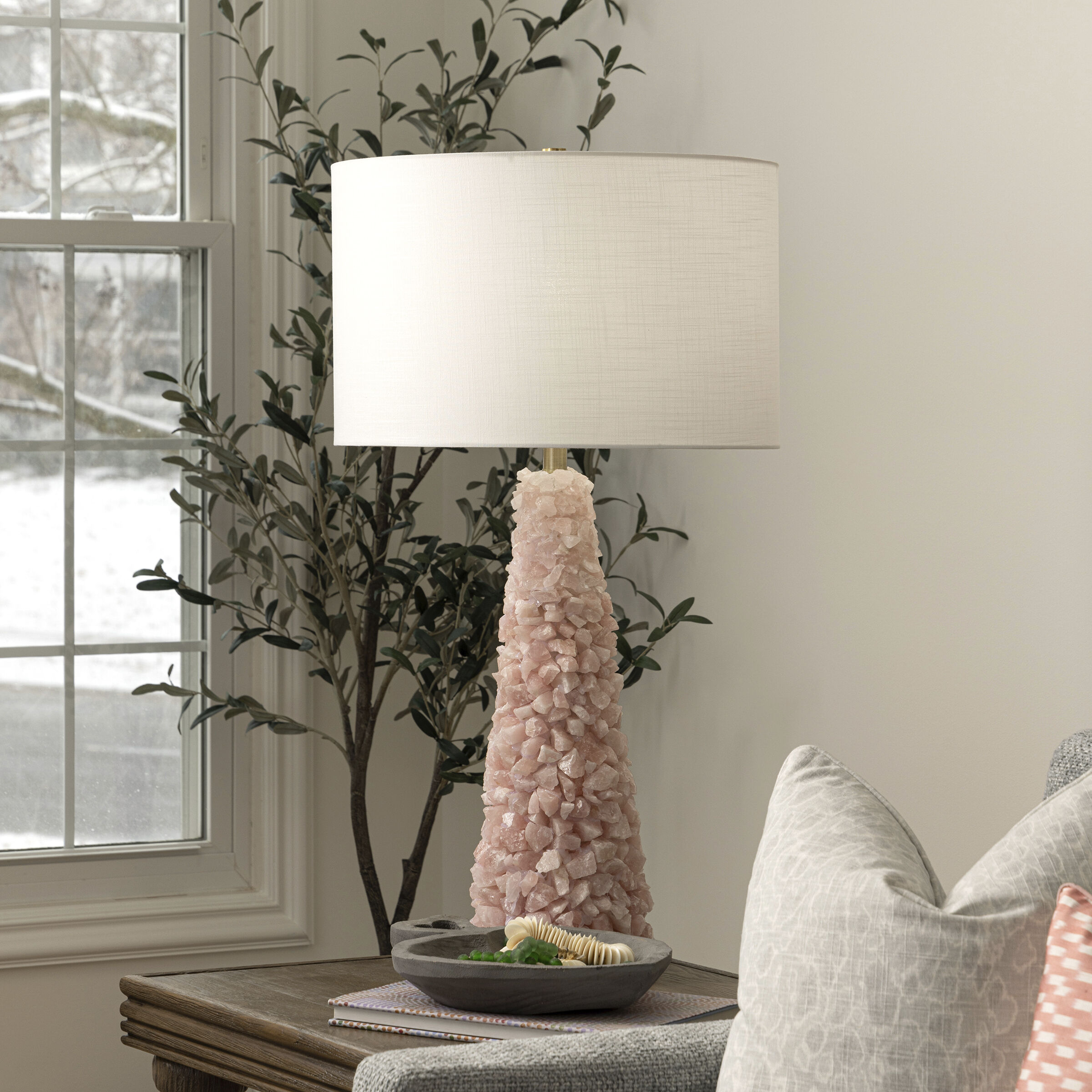 Belinda 34 inch 150 watt Rose Quartz Table Lamp Portable Light