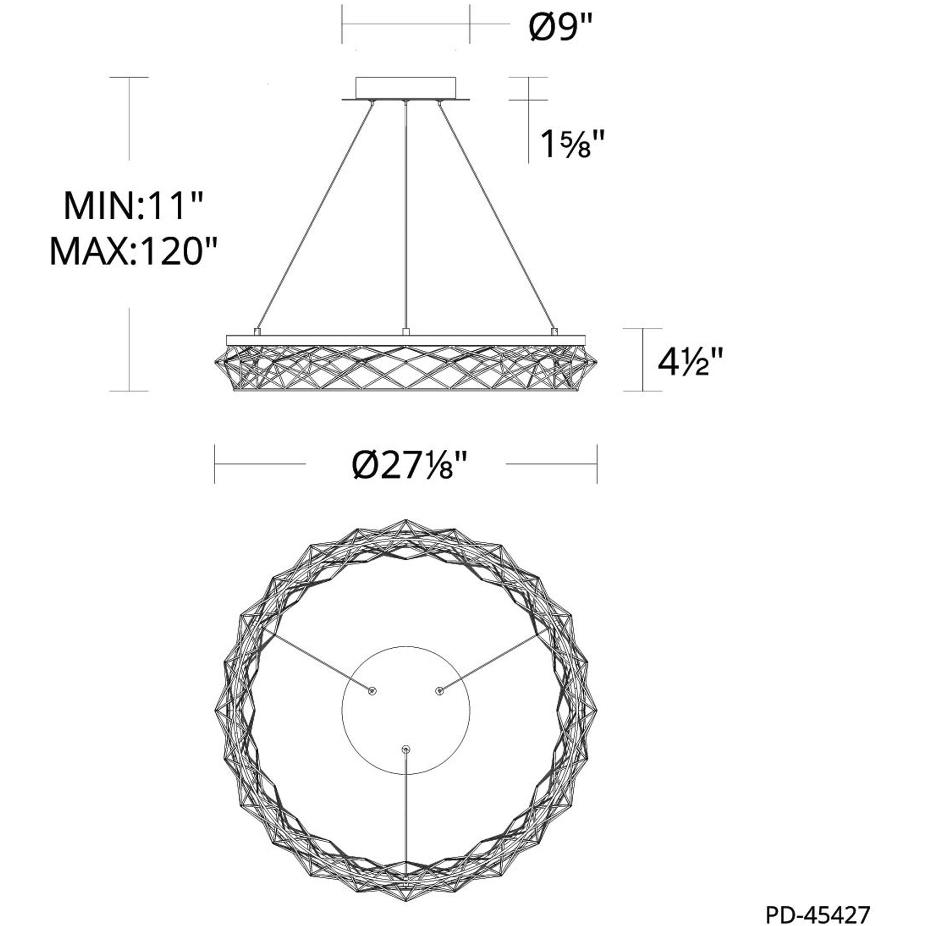 Lacey LED 27.13 inch Black and Gold Pendant Ceiling Light, dweLED
