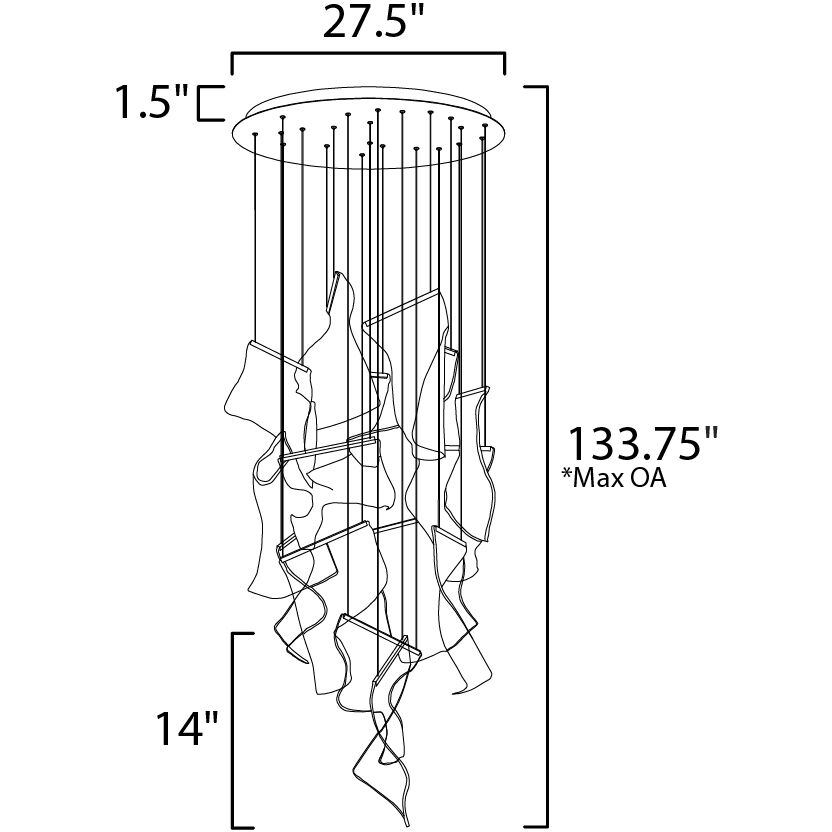 Rinkle LED 27.5 inch Polished Chrome Multi-Light Pendant Ceiling Light