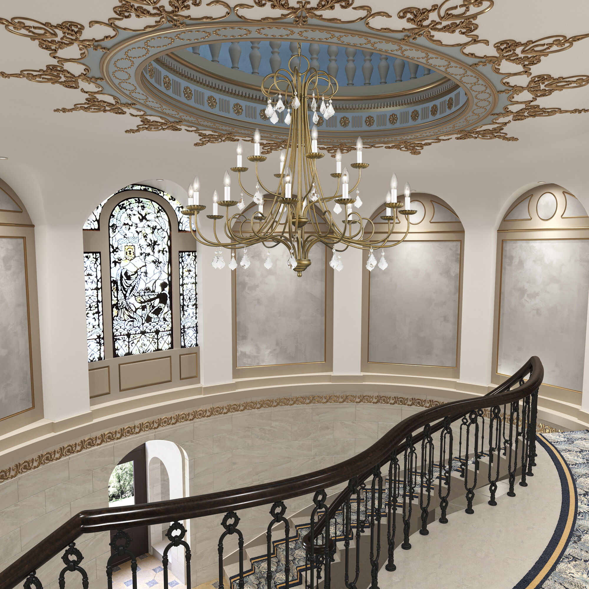 Daphne 18 Light 42 inch Antique Gold Leaf Chandelier Ceiling Light, Extra Large