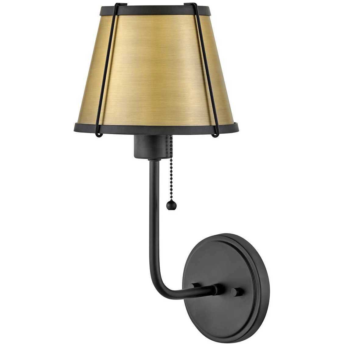 Clarke 1 Light 7.25 inch Black with Lacquered Dark Brass accents Sconce Wall Light