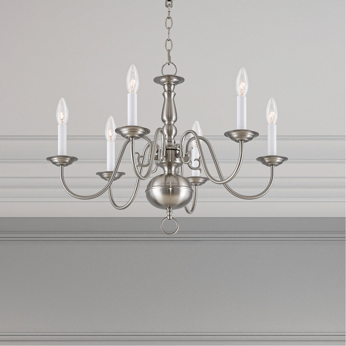 Williamsburgh 6 Light 24 inch Brushed Nickel Chandelier Ceiling Light