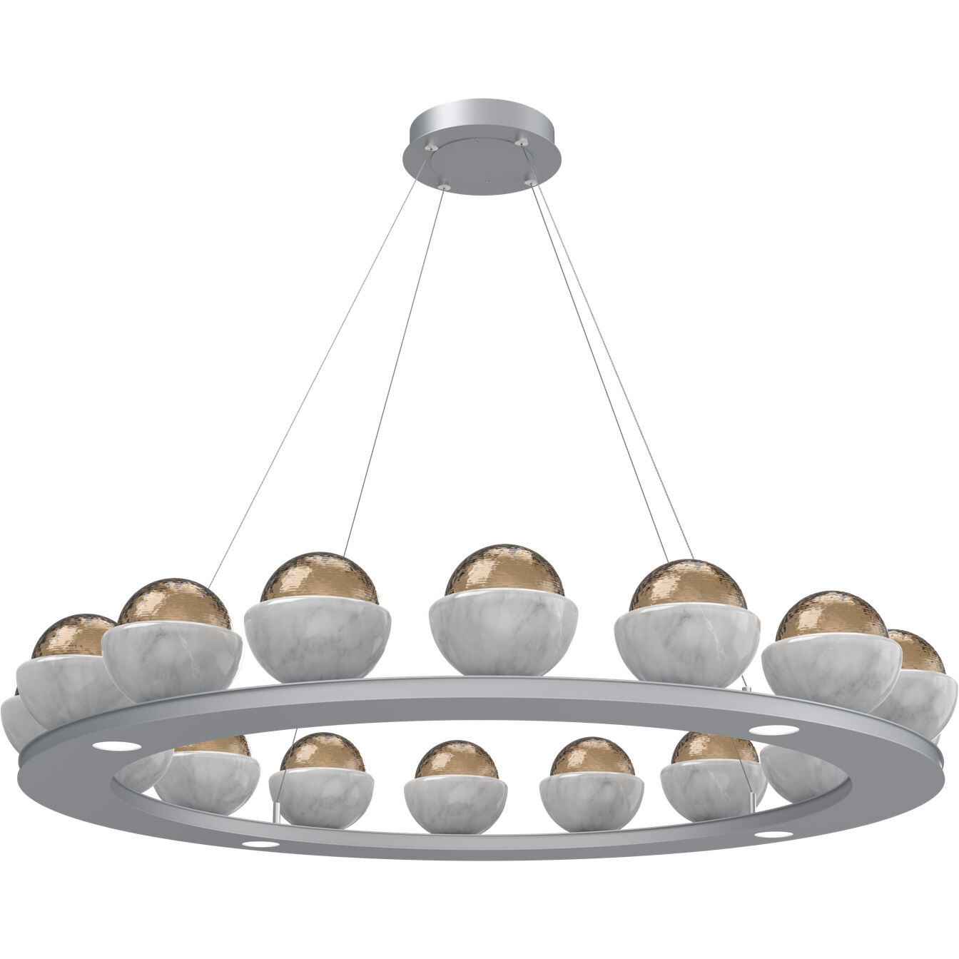 Cabochon LED Classic Silver with White Marble Chandelier Ceiling Light in Bronze, 2700K LED