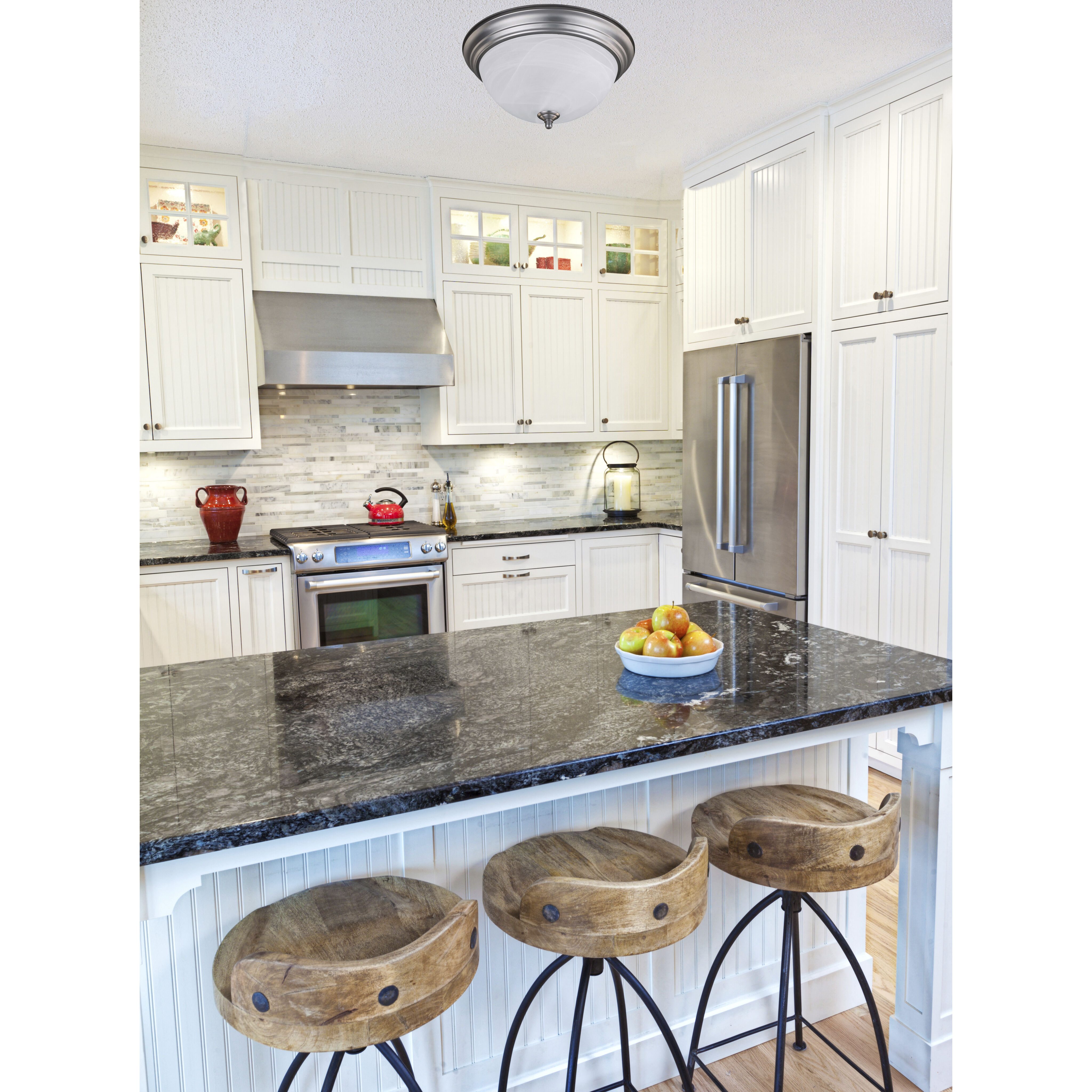 Madison 3 Light 15 inch Brushed Nickel Flush Mount Ceiling Light