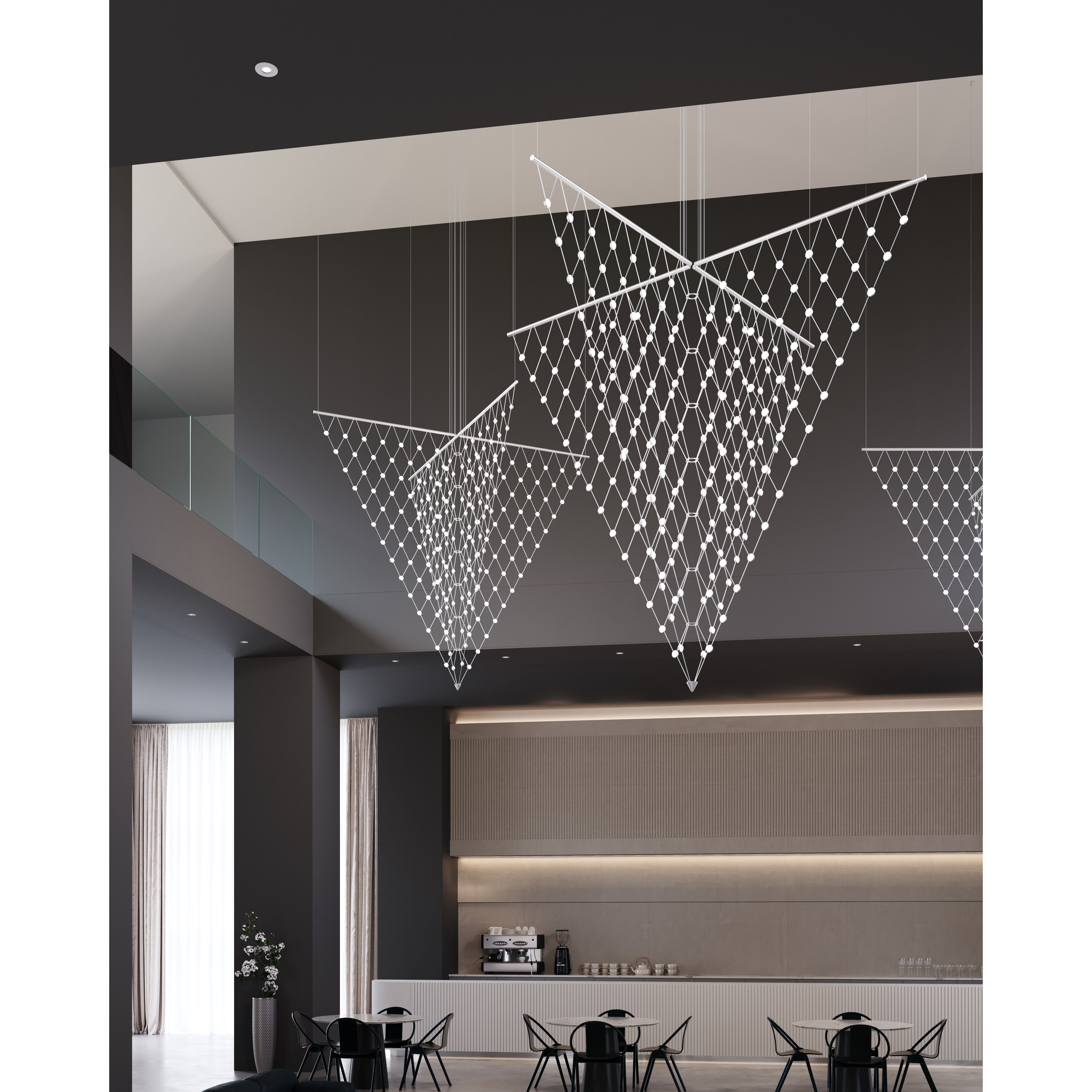 Constellation Galaxy Matrix LED 109 inch Bright Satin Aluminum Pendant Ceiling Light