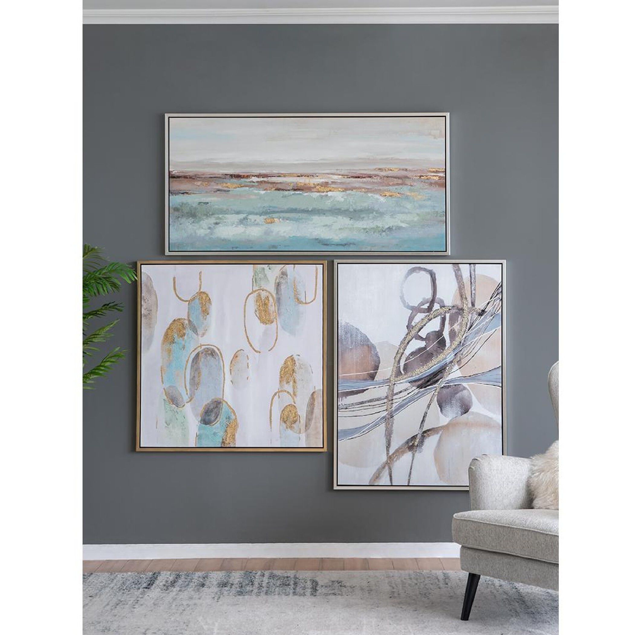 Gizem Gold/Gray/Blue Wall Art