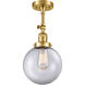 Franklin Restoration Large Beacon LED 8 inch Satin Gold Sconce Wall Light in Clear Glass, Franklin Restoration
