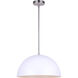 Sadie 1 Light 16 inch Matte White and Brushed Nickel Pendant Lighting Ceiling Light