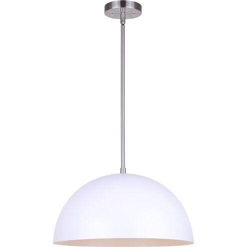 Sadie 1 Light 16 inch Matte White and Brushed Nickel Pendant Lighting Ceiling Light
