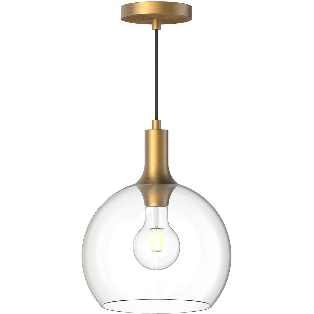 Alora Mood Castilla Pendant Ceiling Light in Aged Gold, Clear Glass