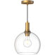 Alora Mood Castilla Pendant Ceiling Light in Aged Gold, Clear Glass