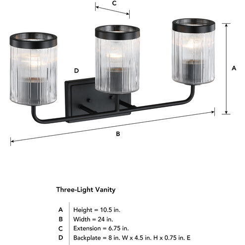Aspen LED 24 inch Matte Black Vanity Wall Light