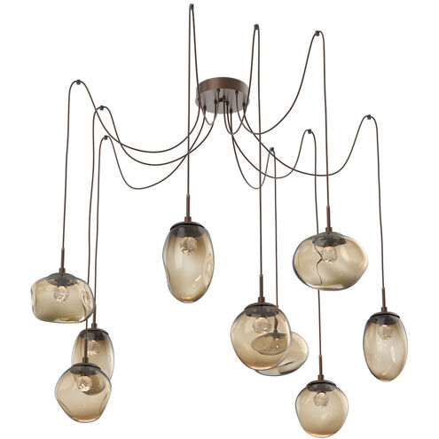Cosmos LED 17 inch Burnished Bronze Swag Multi-Pendant Ceiling Light in 3000K LED, Floret Inner - Bronze Outer