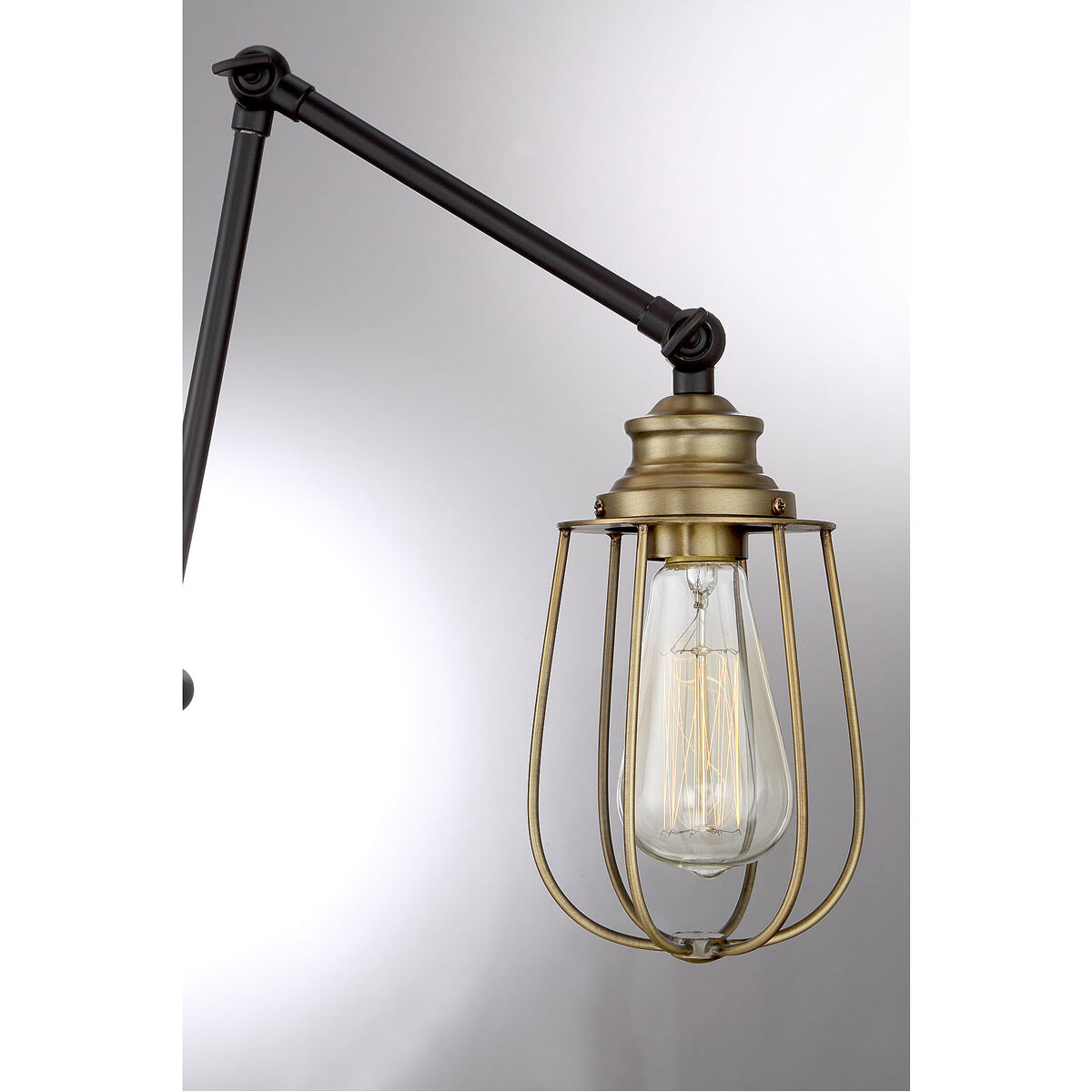 Industrial 5 inch 60.00 watt Oil Rubbed Bronze with Natural Brass Adjustable Wall Sconce Wall Light