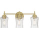 Clarvyn 3 Light 21 inch Vintage Brass Bathroom Vanity Light Wall Light