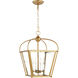 C&M by Chapman & Myers Charleston 4 Light 13.88 inch Satin Brass Pendant Ceiling Light