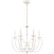 Priscilla 6 Light White Chandelier Ceiling Light in White Pearl, Adjustable Height