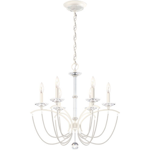 Priscilla 6 Light White Chandelier Ceiling Light in White Pearl, Adjustable Height