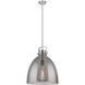 Newton Bell 1 Light 16 inch Satin Nickel Pendant Ceiling Light in Light Smoke Glass