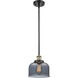 Ballston Large Bell 1 Light 8 inch Black Antique Brass Pendant Ceiling Light in Plated Smoke Glass