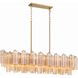 Addis 14 Light 51.75 inch Aged Brass Linear Chandelier Ceiling Light in Tronchi Glass Amber