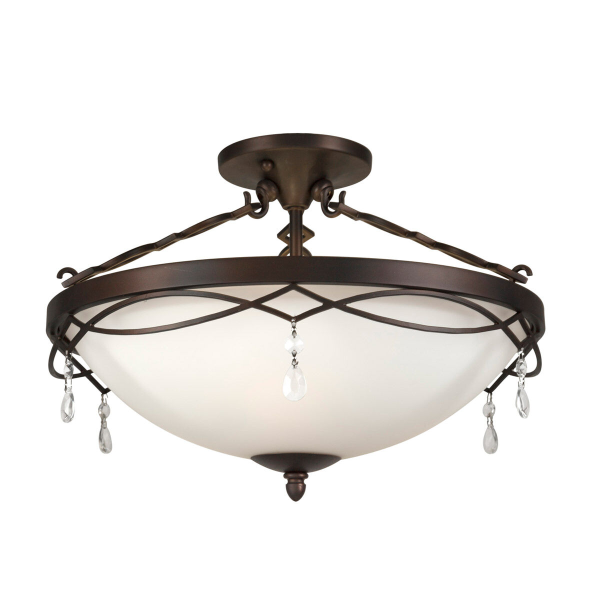 Signature 3 Light 18 inch Antique Bronze Semi Flush Mount Ceiling Light