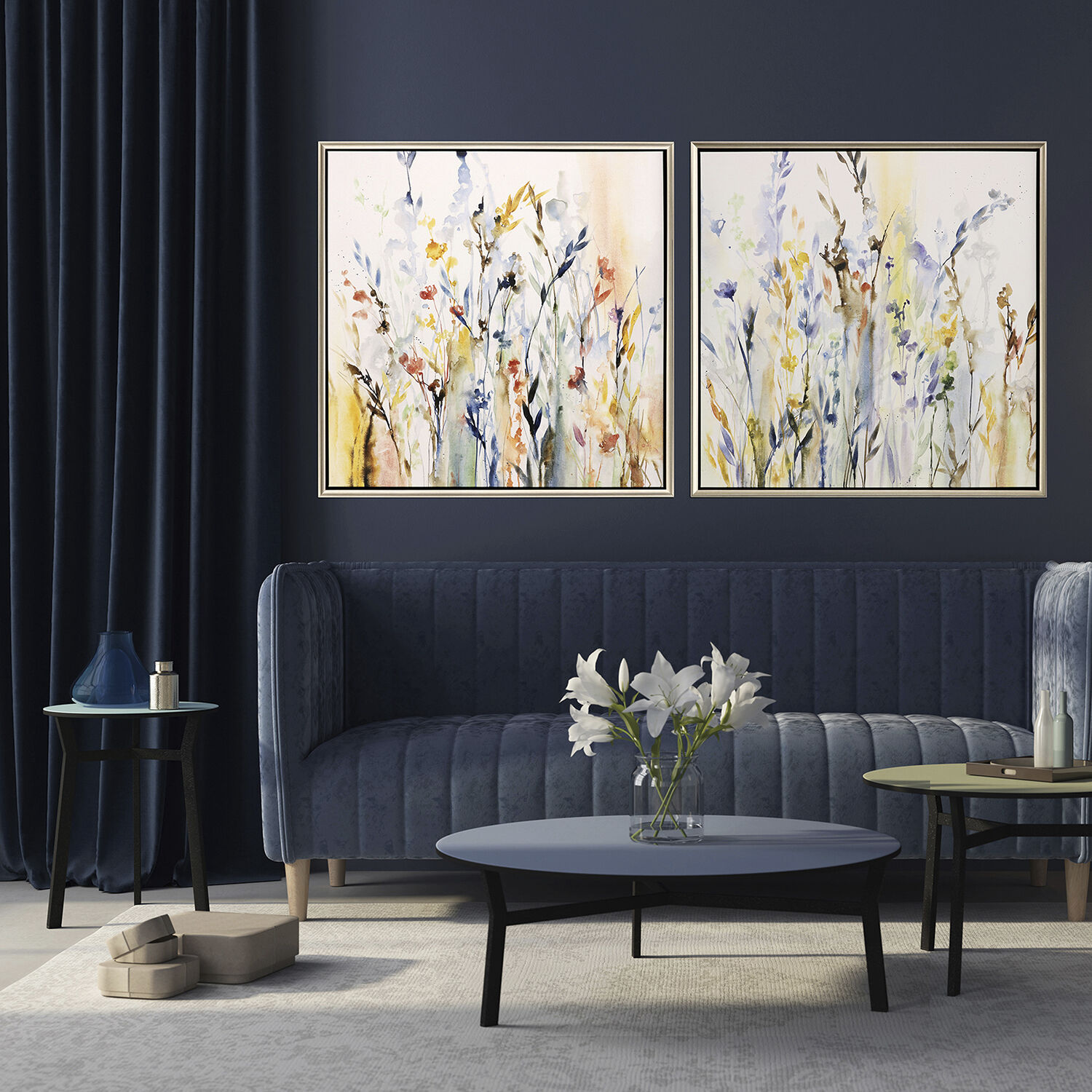 Window Art Blue and Green and Multi and Yellow Canvas