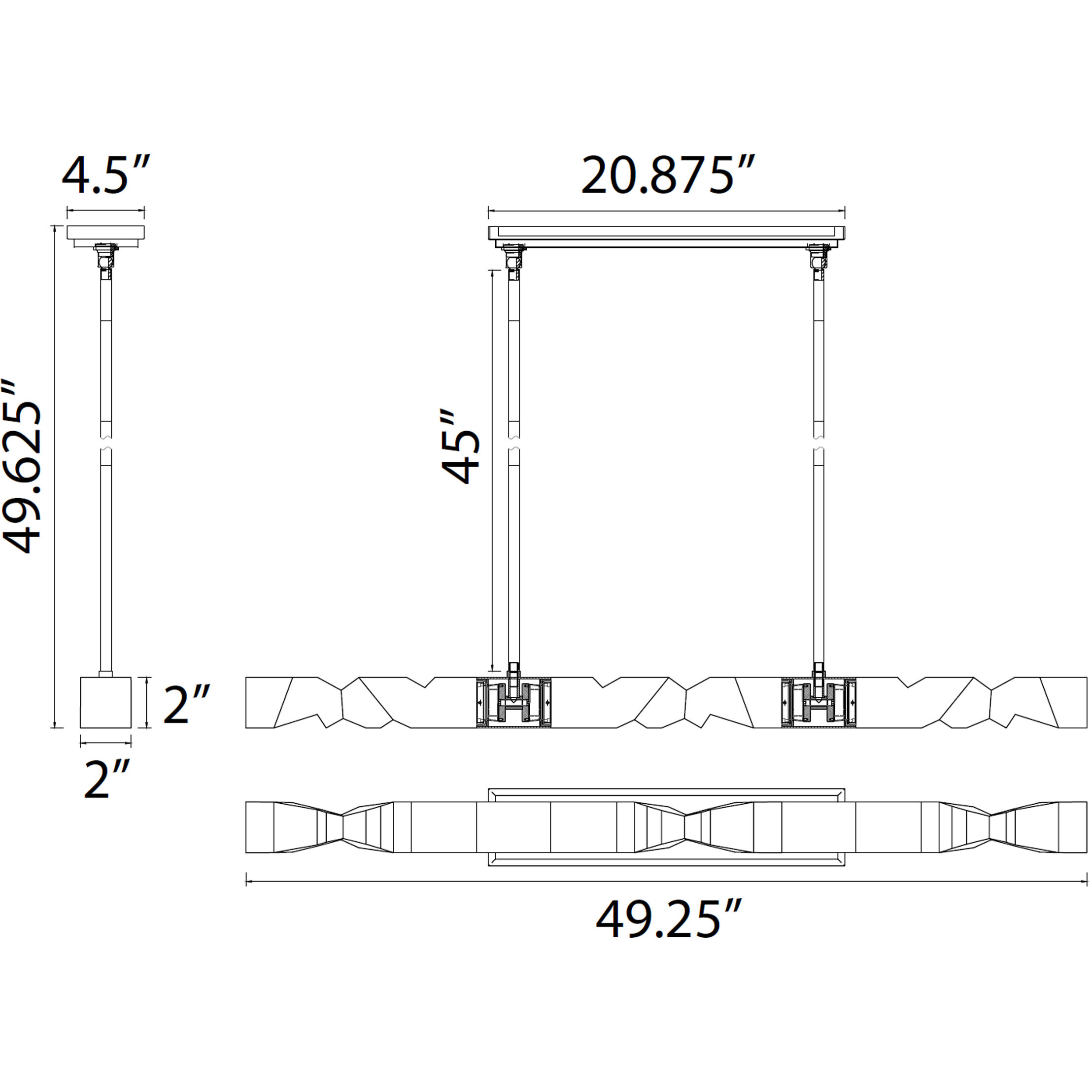 Mamadim 4 Light 49.25 inch Aged Brass Linear Pendant Ceiling Light