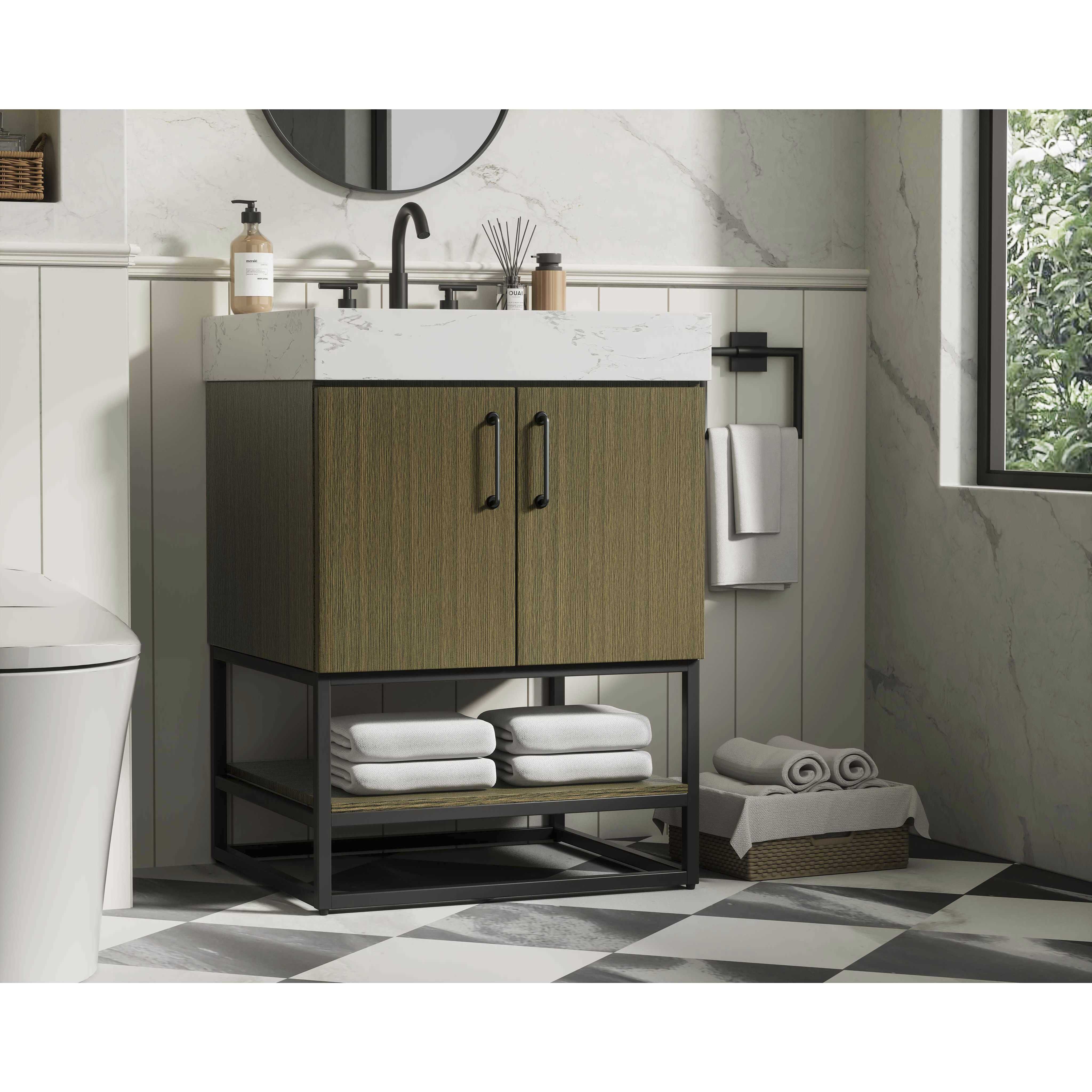 Caroline 24 X 34 inch Chestnut Brown Bathroom Vanity Cabinet