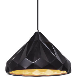 Radiance Collection 1 Light 12 inch Polished Chrome and Champagne Gold and Carbon Matte Black and Black Pendant Ceiling Light