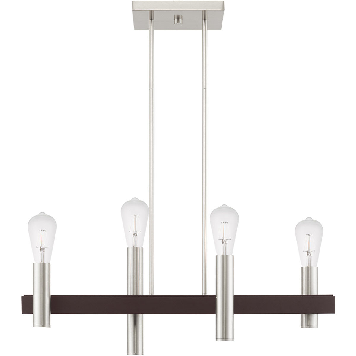 Helsinki 4 Light 8 inch Brushed Nickel with Bronze Accents Chandelier Ceiling Light