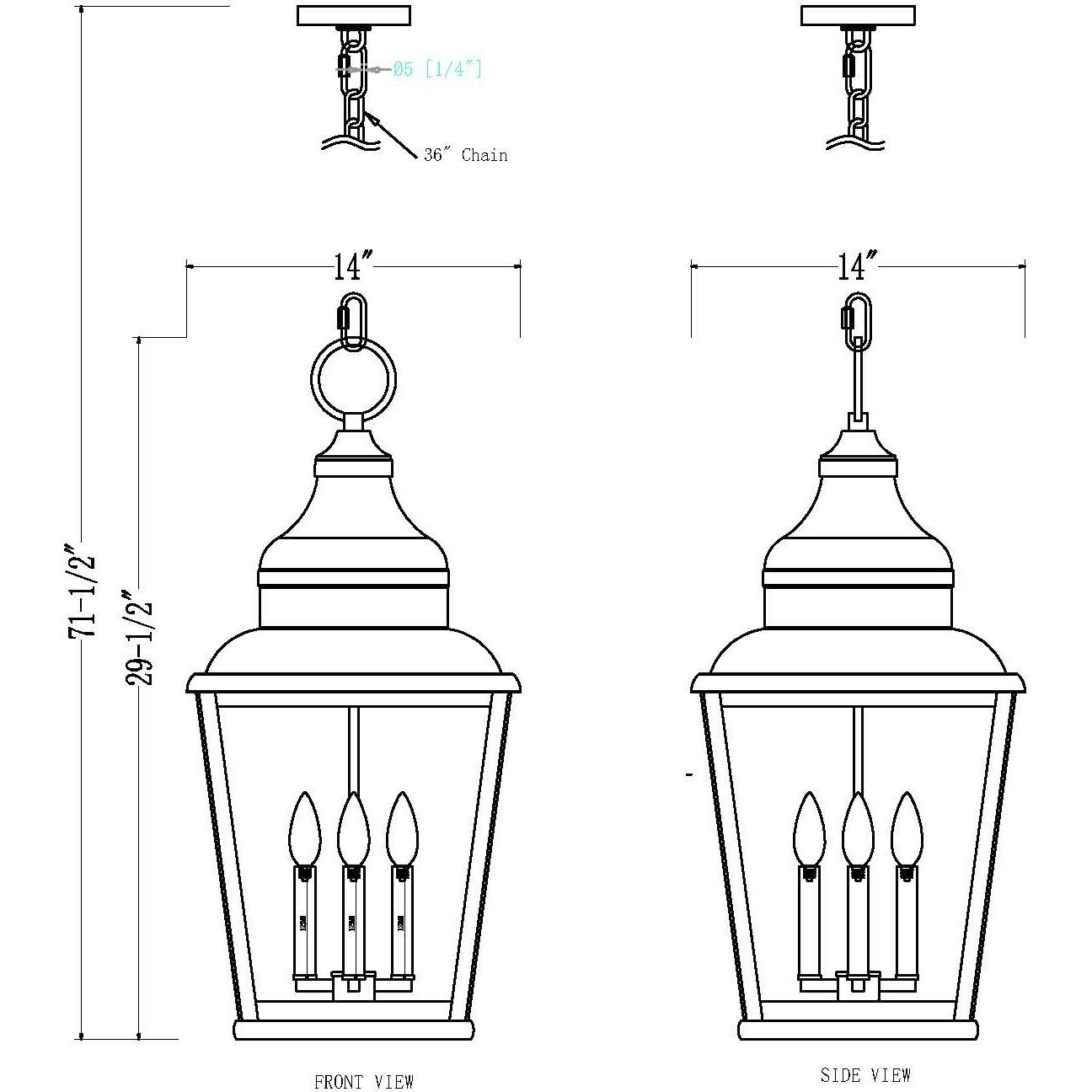 Raphael 4 Light 14 inch Sand Black Outdoor Chain Mount Ceiling Fixture in Soft Sand Black