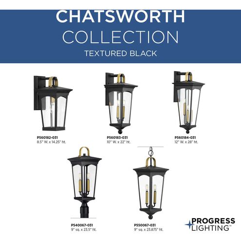Chatsworth 3 Light 28 inch Textured Black Outdoor Wall Lantern, Large, Design Series