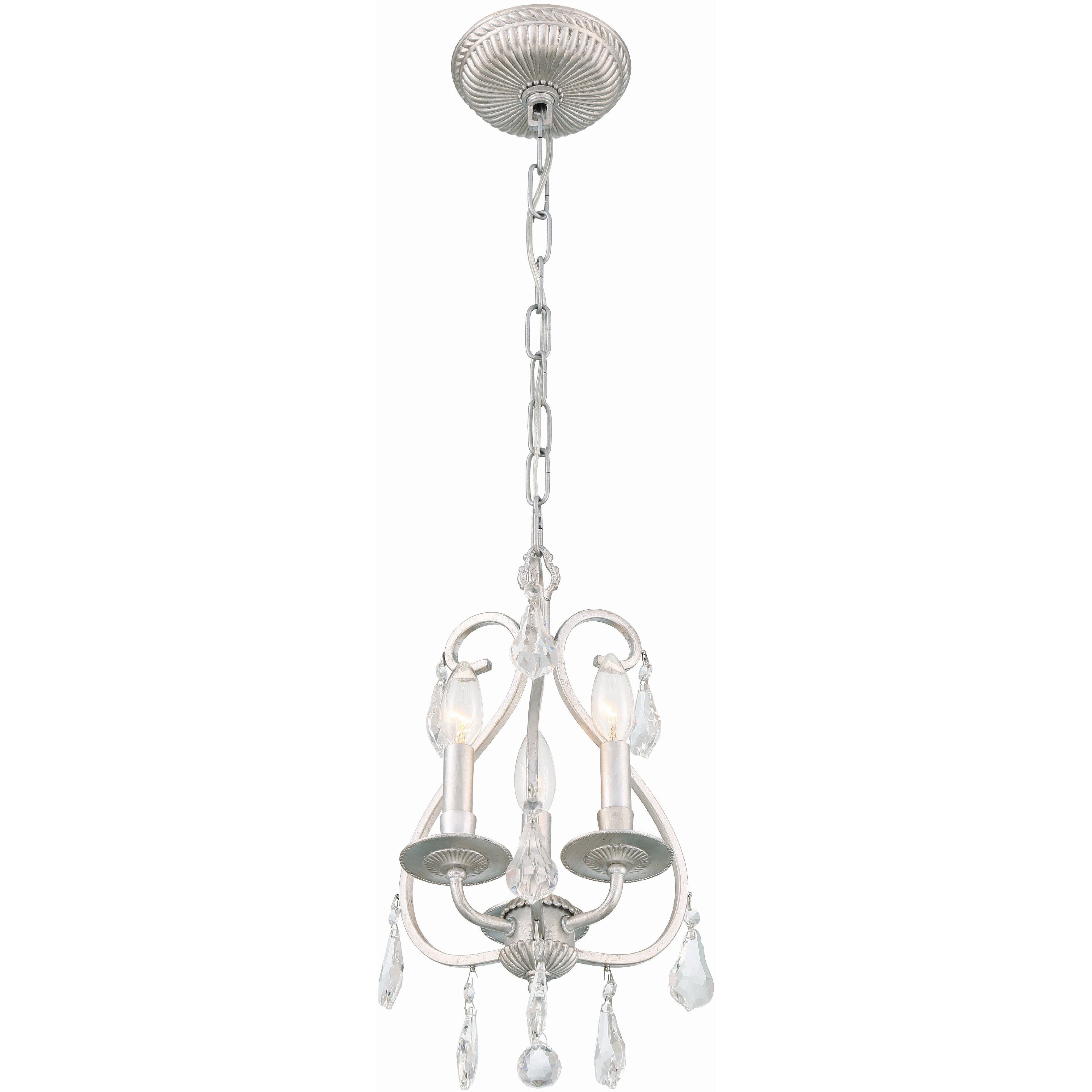 Ashton 3 Light 10 inch Olde Silver Mini Chandelier Ceiling Light in Clear Hand Cut