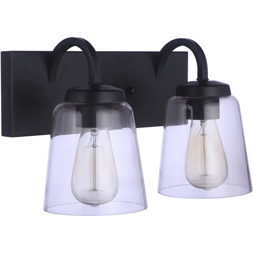 Elsa 2 Light 14 inch Flat Black Vanity Light Wall Light