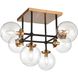 Boudreaux 6 Light 26 inch Matte Black with Antique Gold Semi Flush Mount Ceiling Light