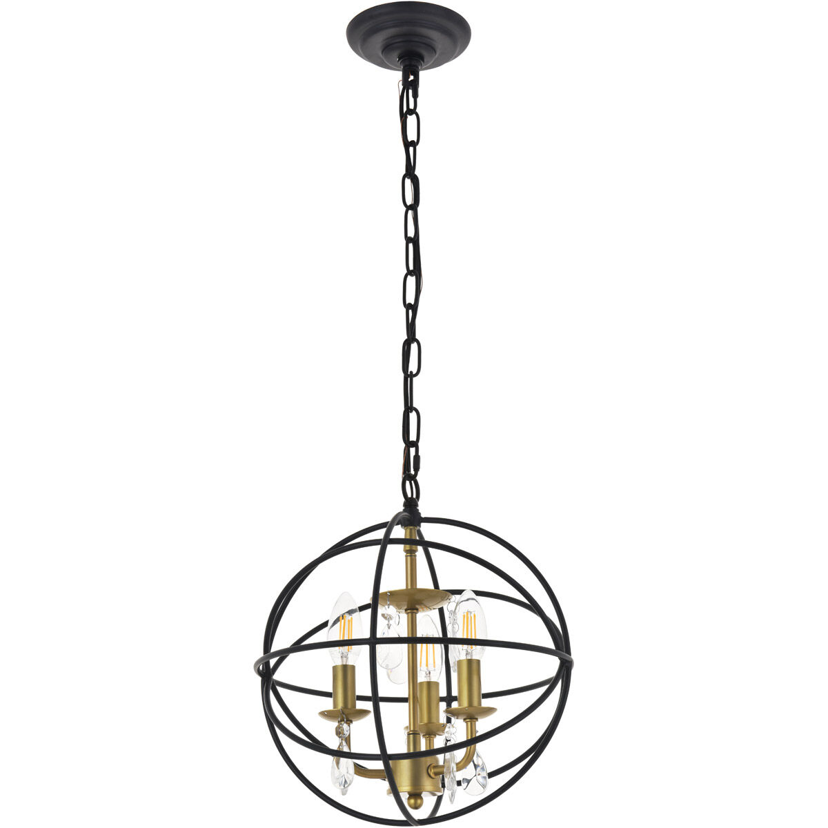 Wallace 3 Light 12 inch Matte Black and Brass Pendant Ceiling Light