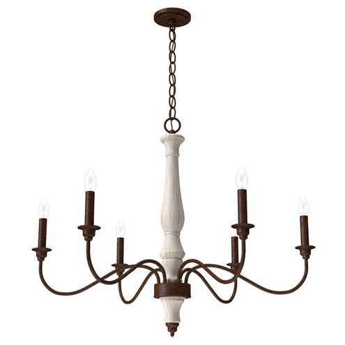 Teren 6 Light 31 inch Distressed White Chandelier Ceiling Light