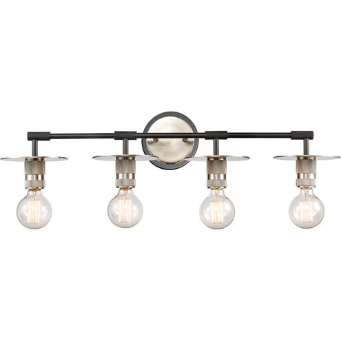 Restoration Aurora 4 Light 30 inch Brushed Satin Nickel Bath Vanity Light Wall Light, Restoration