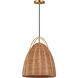 Sean Lavin Norman 1 Light 13.38 inch Satin Brass with Blonde Rattan Pendant Ceiling Light