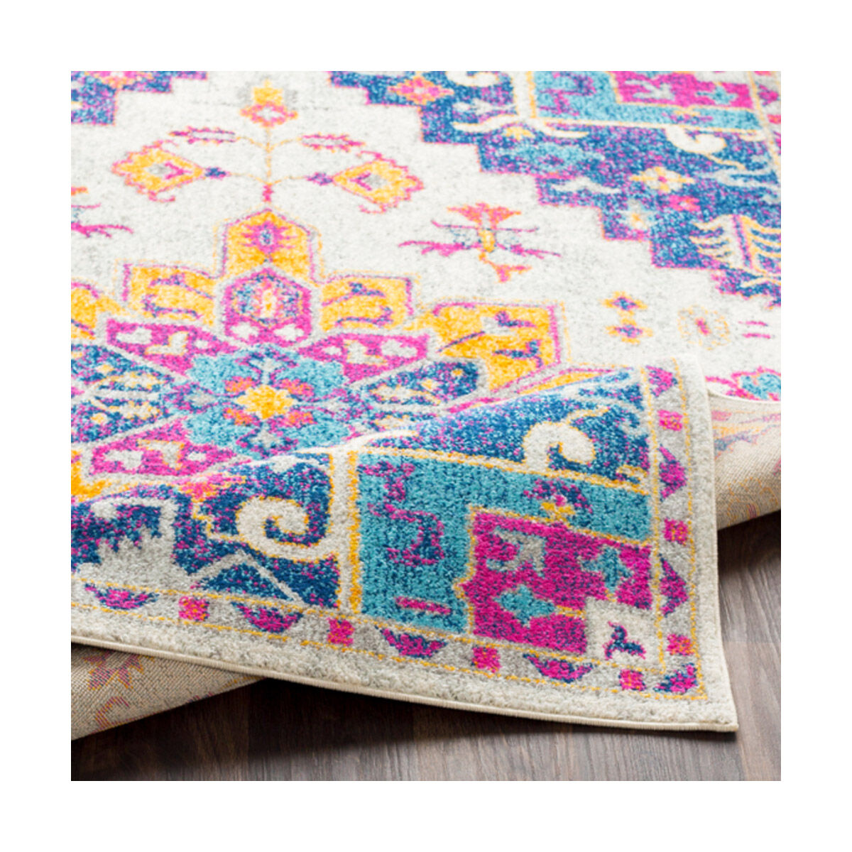 Elaziz 36 X 24 inch Dark Blue/Aqua/Saffron/Bright Orange/Bright Pink Rugs, Rectangle