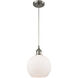 Ballston Athens 1 Light 8 inch Brushed Satin Nickel Mini Pendant Ceiling Light in Matte White Glass, Ballston