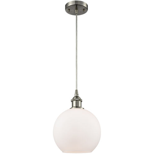 Ballston Athens 1 Light 8 inch Brushed Satin Nickel Mini Pendant Ceiling Light in Matte White Glass, Ballston