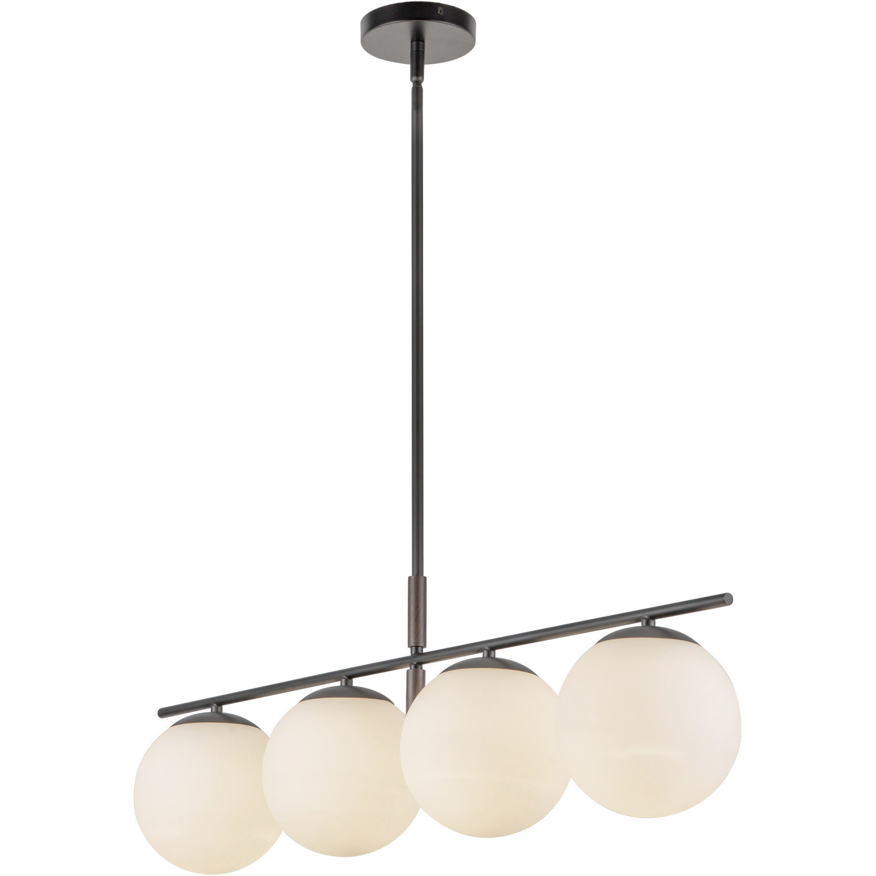 Alora Mood Zuri 4 Light 37 inch Matte Black/Opal Glass Linear Pendant Ceiling Light