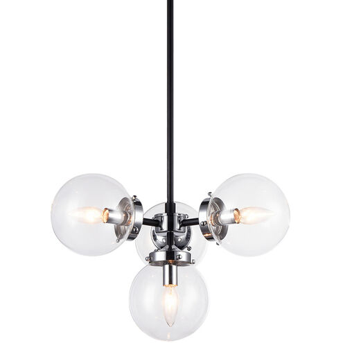 Maru 4 Light 20.28 inch Chrome Pendant Ceiling Light in Chrome and Clear